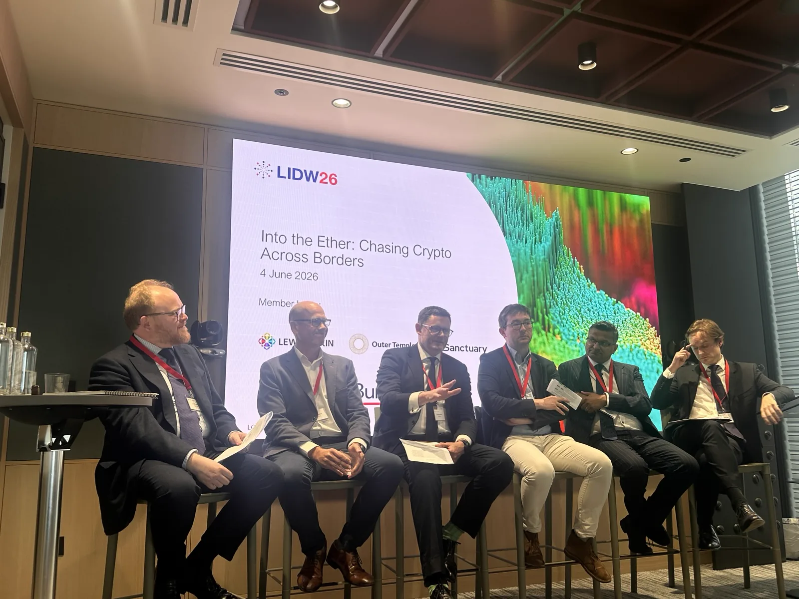 Panellists discussing cross-border cryptocurrency investigations at London International Disputes Week
